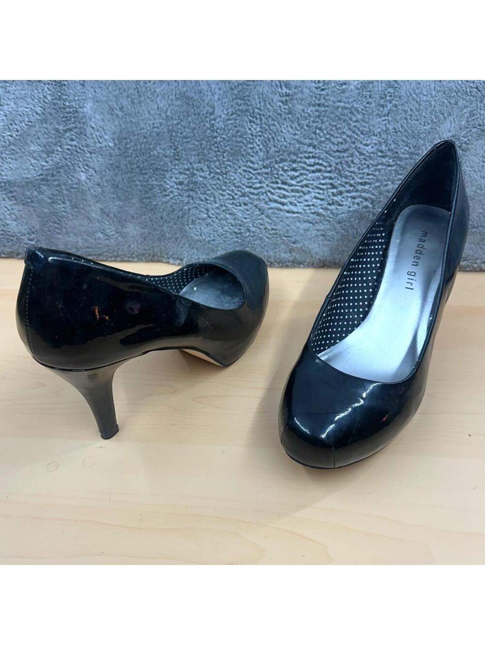 Madden Girl High-Shine Black Patent Platform Pumps